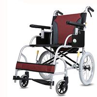 FLYSXP Wheelchair Transport Folding Portable Travel Chair Aluminum Alloy Disabled Elderly Storage Trolley Hand Brake Comfortable Portable Wheelchair (Style : Small Wheel)