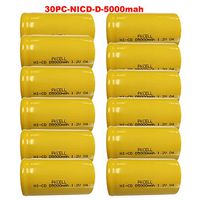 D Size 1.2V 5000mAh NI-CD Rechargeable Battery Flat Top 30Pcs