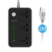 Power Strip with USB Ports 3 Outlets Surge Protector 6 Quick USB (5V 3.4A 17W) Universal Socket Charging Station 6.5ft Power Cord Circuit Breaker Child Safe Door(Black)