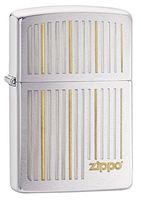 Zippo Vertical Lines Design Pocket Lighter, Brushed Chrome