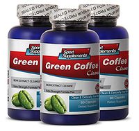 Natural Weight Loss Pills That Work - Green Coffee Cleanse - Extra Strength Formula Plus - Natural Green Coffee Extract Weight Bean Best - 3 Bottles 180 Capsules