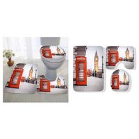 Grace Little three-piece toilet seat pad custom a photography of a red phone box in london uk