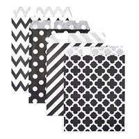 KEYYOOMY 200 Pcs Candy Buffet Bags Small Paper Treat Bags (Black, 5 inch X 7 inch)