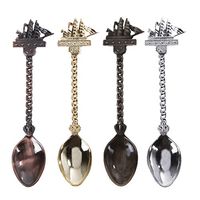 Matefield Spoons 4pcs Vintage Metal Carved Coffee Desserts Tea Soup Spoons Kitchen Tableware