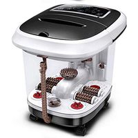 Foot Spa Bath Massager W/4 Roller Bubble Heat Lights TEM/Time Set Vibration/Carrying Handle