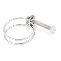 uxcell Metal Adjustable Tube Pipe Dual Wire Hose Clamp Clip 41mm-47mm