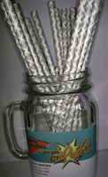 SILVER Damask, Vintage Paper Drinking Straws - 25 Ct. - Twilight Parties
