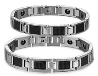 Starryinter His or Hers Stylish Couple Titanium Magnetic Bracelet with Carbon Fibre-BR247 (Hers)