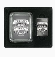 @#$%ity @#$% @#$% Square Glass AshTray and Oil Lighter Set