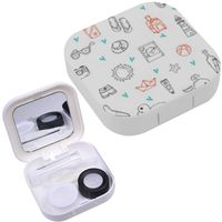 Portable Contact Lens Case Box Travel Kit Mirror + Bottle + Tweezers Container Holder [ Cute Summer Time ]