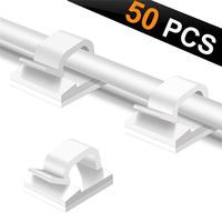 50pcs Cable Clips, Adhesive Cable Organizer Cord Holder, Durable Strong Cable Wire Management for Car, Office and Home (White)