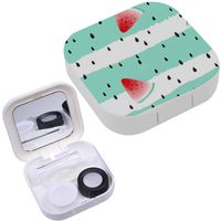 Portable Contact Lens Case Box Travel Kit Mirror + Bottle + Tweezers Container Holder [ Cute Watercolor Styled ]