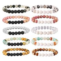 Besteel 10 Pcs Aromatherapy Oil Diffuser Bracelets for Women Lava Stone Bead Bracelet Set 8MM