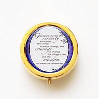 RhyNSky Quote - God Grant Me The Serenity Mini Portable Pocket Pill Box Case Holder for Purse, 3 Compartments, Gold, CG257