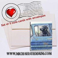 Michael Steddum Wait Here, Flat Coated Retriever Note Card Set