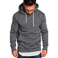 BALABA◕｡Men‘s Long Sleeve Solid Pullover Hoodies Sweatshirt, Top Blouse Tracksuits Mid-Weight Sport Pullover Plus Size Dark Gray