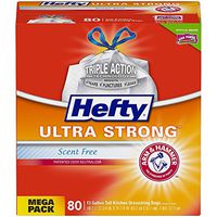 Hefty Ultra Strong Tall Kitchen Trash Bags - Scent Free, 13 Gallon, 80 Count