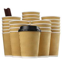 Eupako 12 oz Disposable Coffee Cups with Lids and Straws 80 Set, Insulated Corrugated Sleeve Paper Hot Drink Cups To Go, Perfect for Hot and Cold Drinks (Natural)