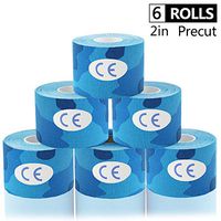 AUPCON Sports Kinesiology Tape Precut Muscle Tape Breathable Hypoallergenic Latex Free Water Resistant Pain Relief Knee Shoulder Elbow Ankle Injury Recovery Therapeutic Aid (6RollsBlue Camo)