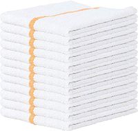 Superior Home 16x19 Terry Bar Mop Towel 24 Pack, White with Gold Stripes Kitchen Cleaning Towels, Restaurant Towels, Rags for Home, Kitchen, Bars, 30 Oz Commercial Grade (Gold)