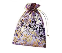 Riverer 100 pcs Gold Roses Pattern Organza Gift Bags, 13x18cm (5.1x7.1 Inches)