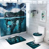 Naiflowers Bathroom Mat Sets 4 Piece, Non Slip Carpet Doormats Decor Shower Curtain and Rugs Bath Mat for tub Kids Floor, Non-Slip Shower Curtain Bathroom Mat for Entry Kitchen