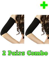 HealthyNees 2 Pairs Combo Arm Slimming Compression Support Upper Arms Shaper Toning Sleeve Multi Sizes (2XL, Black)