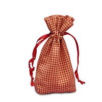 Red Gingham Cotton Bags | Quantity: 12 | Width: 5 5/8" Gusset - 1 5/8"