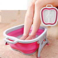 JJDD'G Foldable Foot Spa Bath Tub, Large Thick Sturdy Plastic Foot Basin for Feet Soak, Pedicure and Massage Ankles,Pink