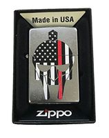 Zippo Custom Lighter - Gladiator Red Line Firefighter Support - Street Chrome