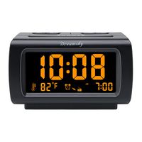 DreamSky Deluxe Alarm Clock Radio with FM Radio, USB Port for Charging, 1.2 Inch Display with Dimmer, Temperature Display, Snooze, Adjustable Alarm Volume, Sleep Timer.