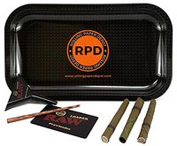 Bundle - 5 Items - Rolling Paper Depot Rolling Tray (Carbon), RAW Lean Loader Cone Filler and King Palms Slim Cones (3 Cones)