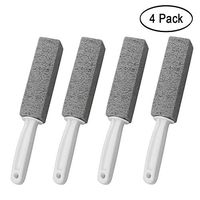 Pumice Cleaning Stone with Handle, Toilet Bowl Ring Remover Cleaner Brush Stains and Hard Water Ring Remover Rust Grill Griddle Cleaner for Kitchen/Bath/Pool/Household Cleaning 4 Pack