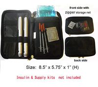 Diabetic/Medication Travel Cooler Case- For Insulin Pen, Syringes & Medications- 8 oz ice pack(NEW) (Black-B)