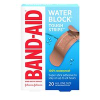 Band-Aid Brand Water Block Waterproof Tough Adhesive Bandages, All One Size, for Wound Care of Minor Cuts and Scrapes, 20 ct (Pack of 5)