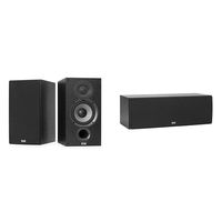 ELAC Debut 2.0 B5.2 Bookshelf Speakers, Black (Pair) & Debut 2.0 C5.2 Center Speaker, Black