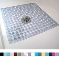 Gorilla Grip Original Patented Bath, Shower, Tub Mat, 21x21, Machine Washable, Antibacterial, BPA, Latex, Phthalate Free, Square Bathroom Mats with Drain Holes, Suction Cups, Clear