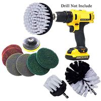 VacFit 10 Piece Nylon Power Brush Tile and Grout Bathroom Cleaning Scrub Brush Kit (White)