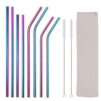 Syolee Reusable Stainless Steel Straws with Cleaning Brush Eco Friendly Metal Drinking Straws for 16 20 24 30 oz Fit Yeti Tervis Rtic Tumblers