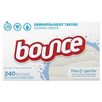 Bounce Fabric Softener Sheets, Free & Gentle, 240 Count - Pack of 3