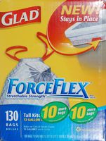 Glad ForceFlex Tall Kitchen Bags, Drawstring, 13 Gallon
