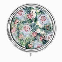 Youroom Summer Floral Custom Stainless Steel Round Pill Box Medicine Vitamin Organizer Holder Decorative Box