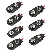 uxcell 7pcs DC 9V Battery Clip I-Type Buckle Connector Faux Leather Housing Lead Wire 14.5cm Length