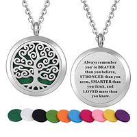 Stainless Steel Family Tree Design Aroma Therapy Aromatherapy Essential Oil Diffuser Necklace Locket Pendant