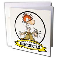 Funny Worlds Greatest Electrician Cartoon - Greeting Cards, 6 x 6 inches, set of 6 (gc_103149_1)