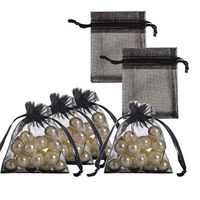 AWELL Black Organza Bags with Drawstrings 2.7x3.5 inch, Small Size, Pack of 100