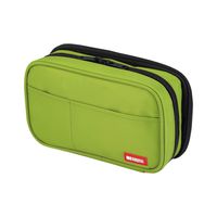 LIHIT LAB. Double Zipper Pen Case, 7.9 x 2.8 x 4.7 inches, Yellow Green (A7555-6)