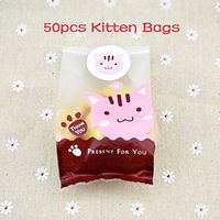 DIY Biscuit Bags,Bakery Cookie Candy Dessert Treat Gift Wrapping Packaging Bags,Puppy Kitten Cookie Bags,50pcs Kitten bags