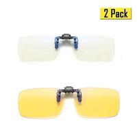 Phaedra FU Blue Light Filter Clip-on Computer Reading Glasses Strain Relief Anti-glare Radiaton Protection Eyewear (2 Pack(1 Transparent 1 Yellow))