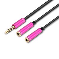 HeadpStrong Braided & Gold-Plated 3.5mm Stereo Audio Y Splitter 3.5mm Male to 2 Port 3.5mm Female Earphone Headset Adapter for Audio Jack(1pack)(Pink)